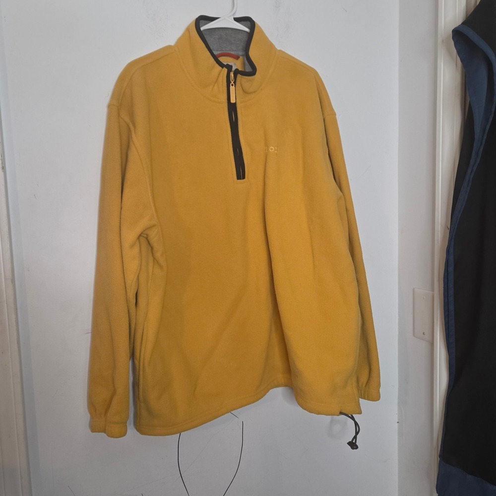 IZOD Mens Mustard Yellow Quarter Zip Fleece Pullover Sweater XL 369877